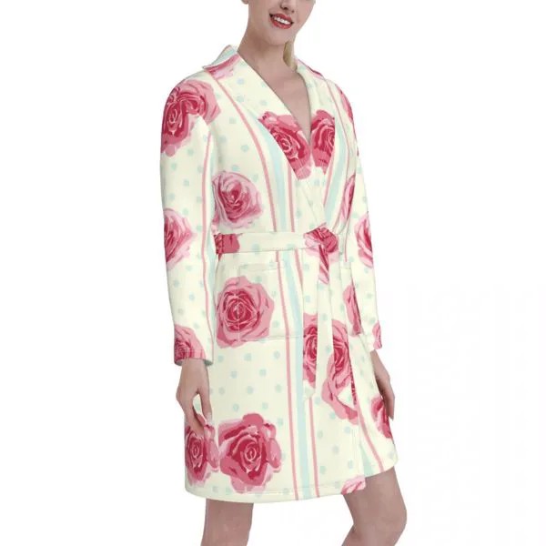 Цветочная фланелевая женская ночная одежда, пеньюар, зимняя Коралловая Женская одежда для сна, домашняя одежда, женская ночная рубашка с по...