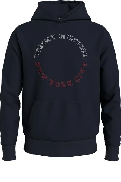 Худи Big & Tall синего цвета с круглым логотипом Tommy Hilfiger, синий