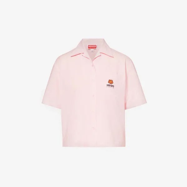 Рубашка свободного кроя из хлопка с цветочной вышивкой boke Kenzo, розовый