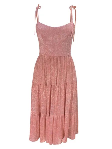 Ярусное блестящее платье-миди Dream Dream Dress The Population, розовый