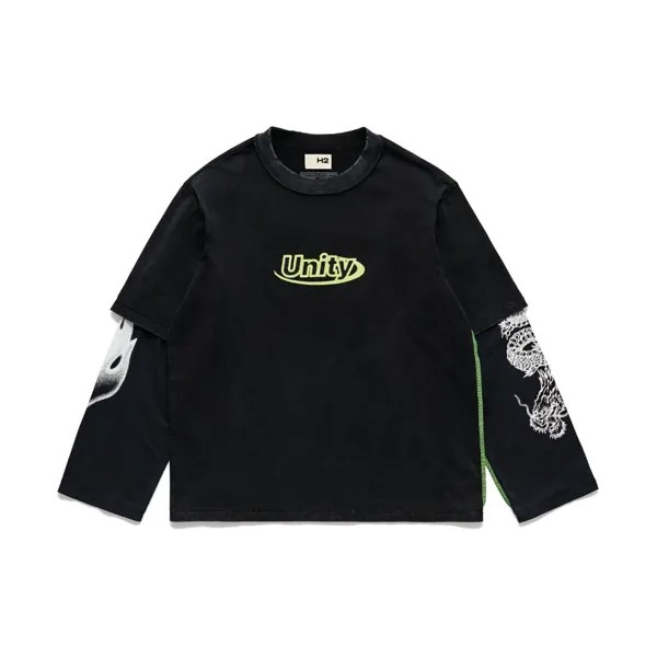 Лонгслив H&M H2 Double-layered, черный