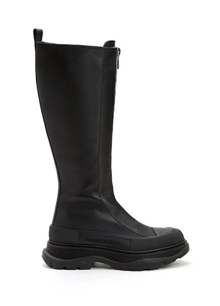 Женские кожаные ботинки с черным логотипом Alexander McQueen