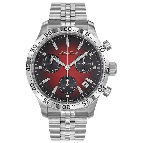 Наручные часы Mathey-Tissot Швейцарские наручные часы Mathey-Tissot H1822CHAR с хронографом, серебряный