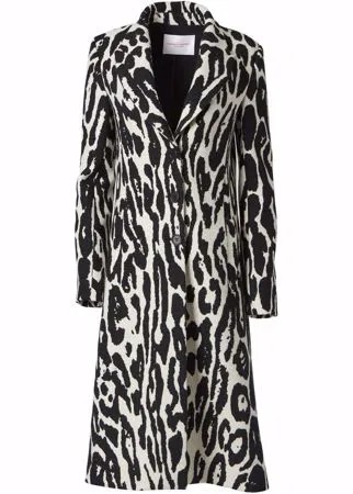 Carolina Herrera шерстяное пальто с леопардовым принтом