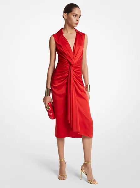 Платье-рубашка без рукавов из атласа Charmeuse Michael Kors