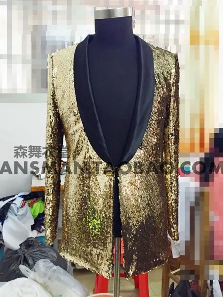 S-5xl! 2021 для мужчин новая мода тонкий Dj певец Bigbang золотые блестки Блейзер костюм костюмы мужская одежда торжественное платье