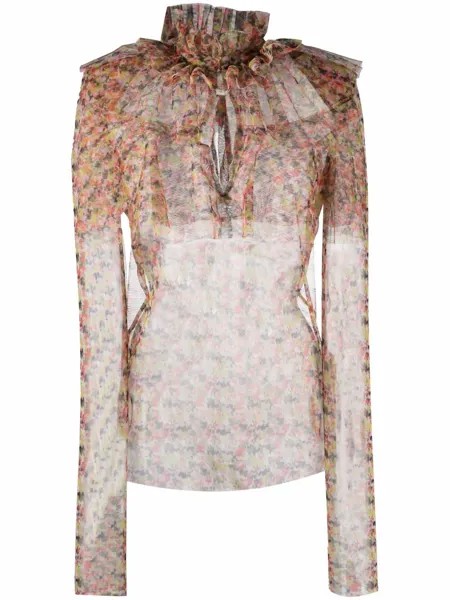 Philosophy Di Lorenzo Serafini прозрачная блузка с цветочным принтом