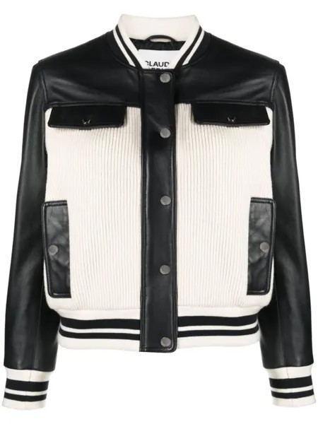 Claudie Pierlot кожаный бомбер, нейтральный цвет