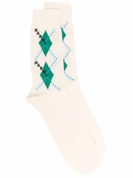 Marni носки с узором в ромб и логотипом