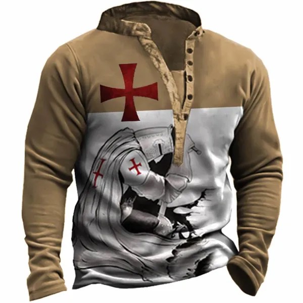 Мужская толстовка с принтом Templar Cross Henley на открытом воздухе
