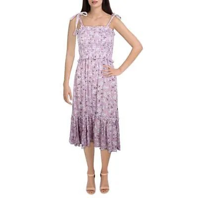 Женское фиолетовое платье миди до щиколотки с цветочным принтом цвета морской волны M BHFO 3845