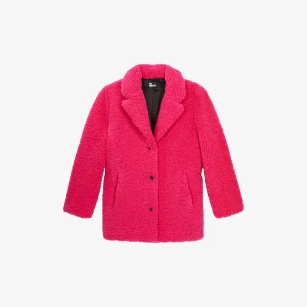 Пальто из искусственного меха с воротником на пуговицах The Kooples, цвет fushia