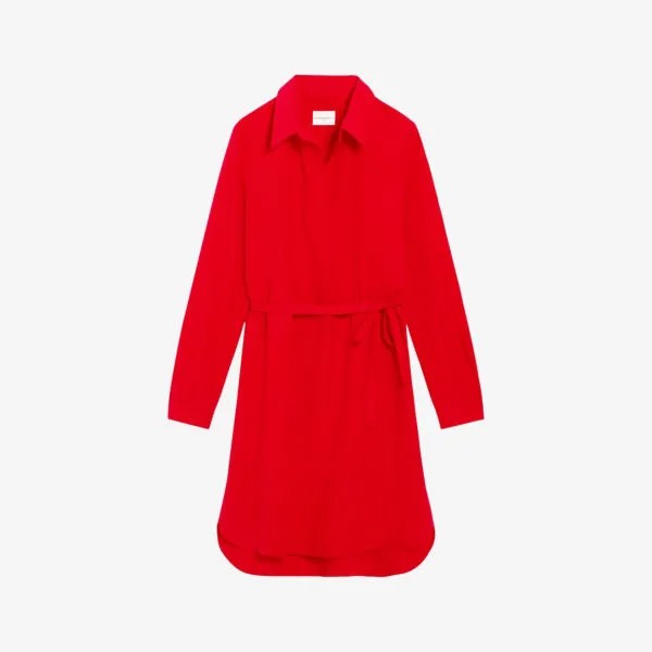 Платье мини из хлопка с v-образным вырезом Claudie Pierlot, красный