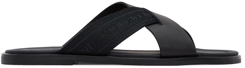 Черные кожаные сандалии Giorgio Armani