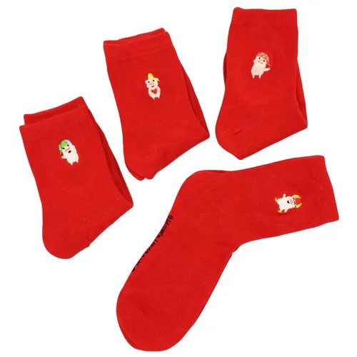 Носки Caramella Свинки, 4 пары, размер 22-25, красный