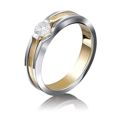 Кольцо PLATINA комбинированное золото, 585 проба, бриллиант, размер 18.5