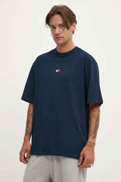 Хлопковая футболка Tommy Jeans, темно-синий
