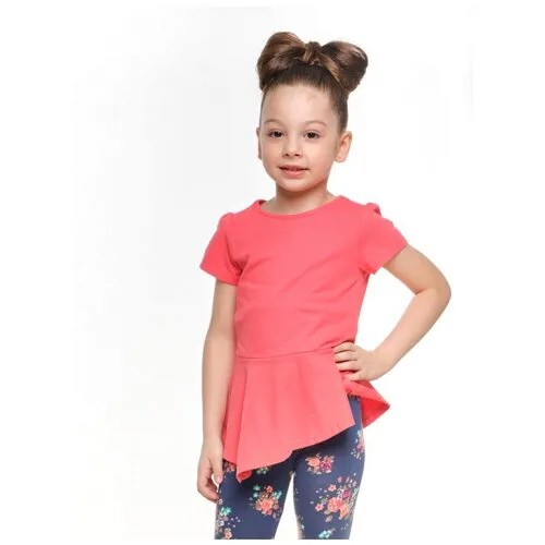 Платье Mini Maxi, хлопок, трикотаж, однотонное, размер 110, коралловый