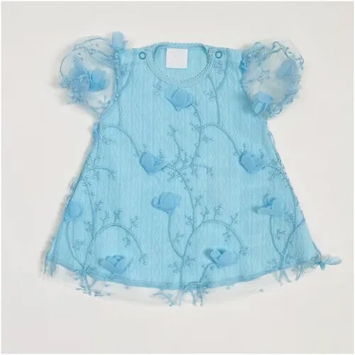 Платье Clariss, хлопок, нарядное, размер 20 (62-68), голубой
