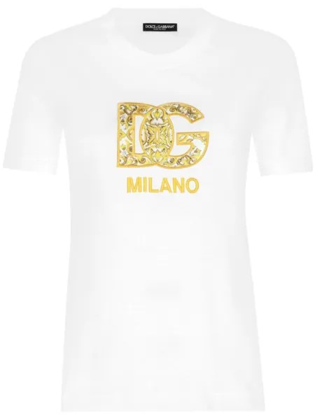 Dolce & Gabbana футболка из хлопка с вышивкой DG, белый