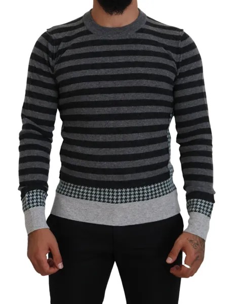 DOLCE - GABBANA Свитер Черно-серый шерстяной пуловер с логотипом IT48 / US38 / M Рекомендуемая розничная цена 600 долларов США