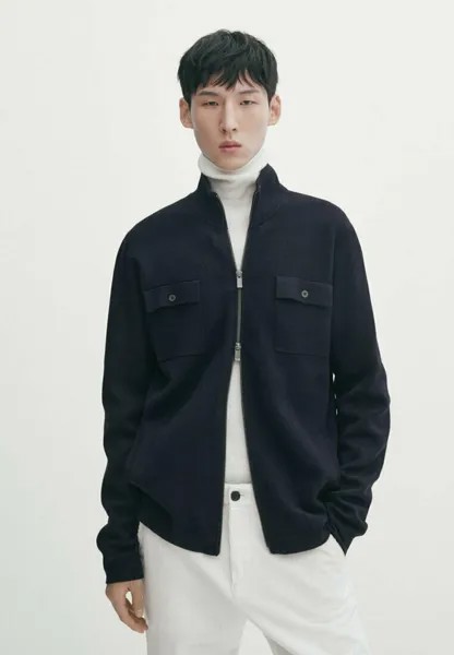 Кардиган Zipper With Pockets Massimo Dutti, цвет blue black denim