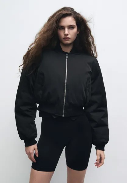 Куртка бомбер PULL&BEAR, черный