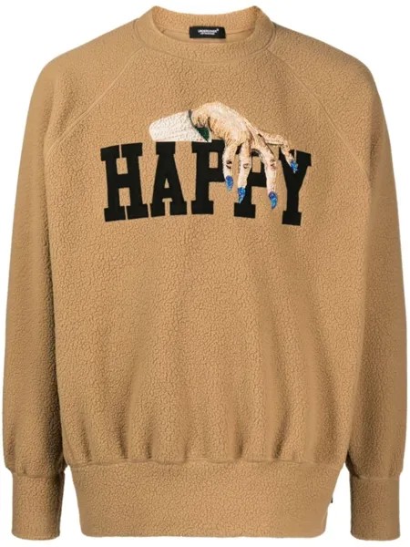 Undercover bead-embellished fleece sweatshirt, коричневый
