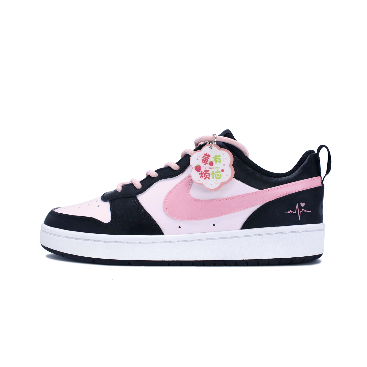 Кроссовки Nike Court Borough Skateboarding Shoes Women's Low-top White/black, черный/розовый