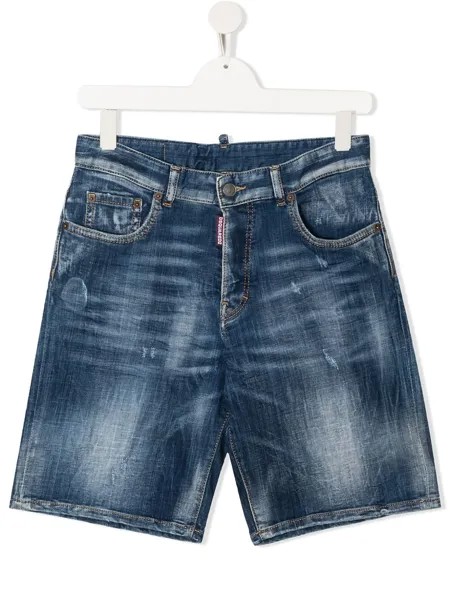 Dsquared2 Kids джинсовые шорты с эффектом потертости
