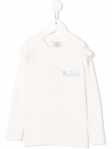 Woolrich Kids футболка с длинными рукавами и вышитым логотипом