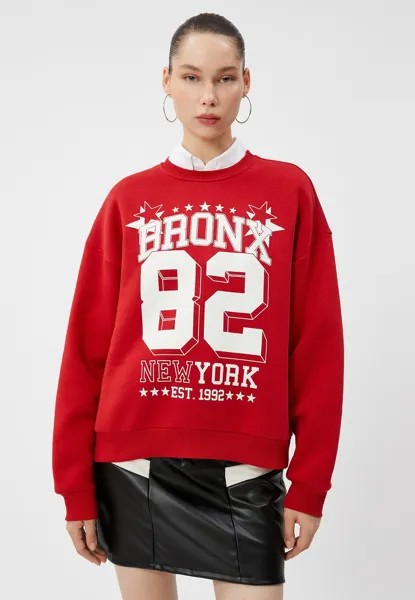 Толстовка VARSITY BRUSHED INTERIOR CREW NECK LONG SLEEVE Koton, цвет red