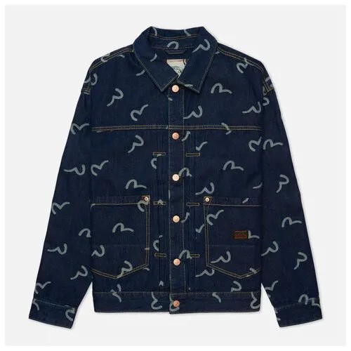 Мужская джинсовая куртка Evisu Heritage All Over Jacquard Seagull Loose Fit Denim синий , Размер S
