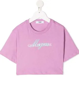 MSGM Kids укороченная футболка с логотипом