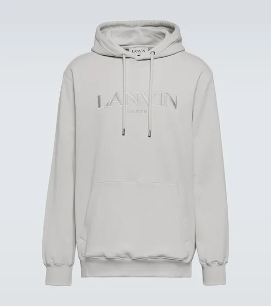 Худи из хлопка с вышитым логотипом Lanvin, белый