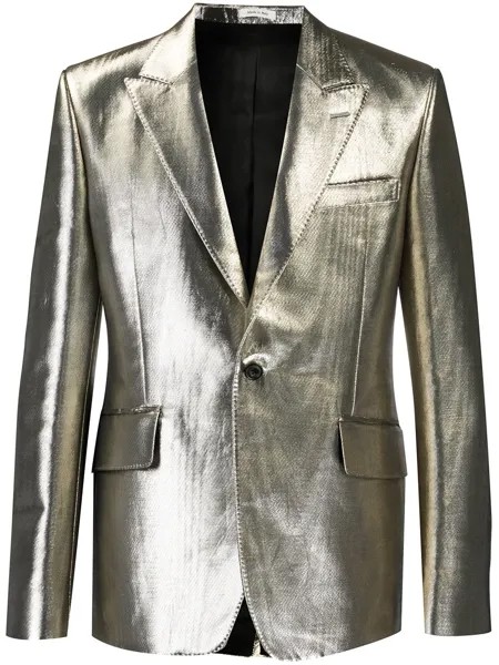 Alexander McQueen однобортный пиджак с эффектом металлик