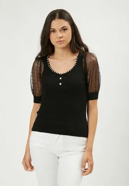 Футболка с принтом DOBBY ORGANZA SLEEVE INFLUENCER, цвет black