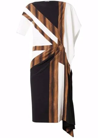 Burberry шелковое платье асимметричного кроя с принтом