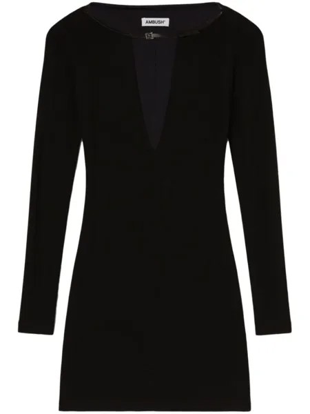 AMBUSH платье мини с V-образным вырезом, черный