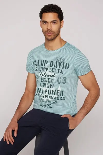 Рубашка CAMP DAVID с круглым вырезом, хлопок, синий