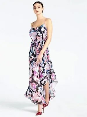 MARCIANO Женское черное платье макси Hi-Lo без рукавов с цветочным принтом и круглым вырезом Размер: XS