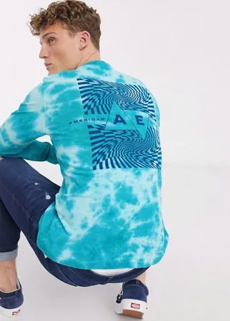 Сине-зеленый лонгслив с принтом тай-дай American Eagle-Синий