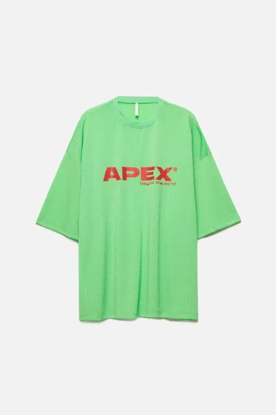 Футболка oversize спортивная из сетки с принтом