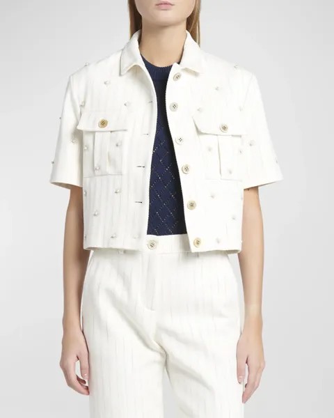 Украшенная куртка сафари с короткими рукавами Journey Leandra Golden Goose, цвет Heritage White Opal Gray