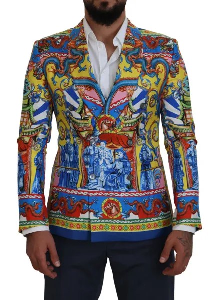 Dolce - Gabbana Приталенный шелковый блейзер с разноцветным принтом дракона IT46 /US36/ S $4400