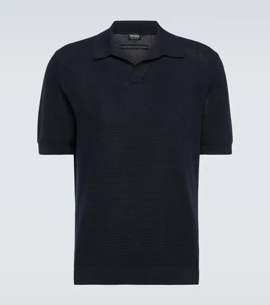 Рубашка-поло из хлопкового пике Zegna, синий