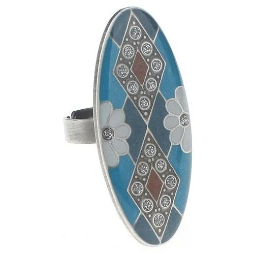 Кольцо Clara Bijoux, эмаль, голубой, серебряный