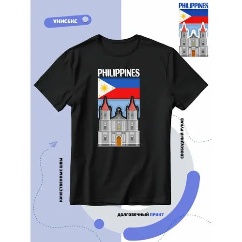 Футболка SMAIL-P флаг Филиппин-Philippines и достопримечательность, размер 4XL, черный