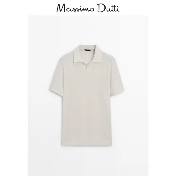 Рубашка-поло мужская Massimo Dutti с короткими рукавами, кремовый