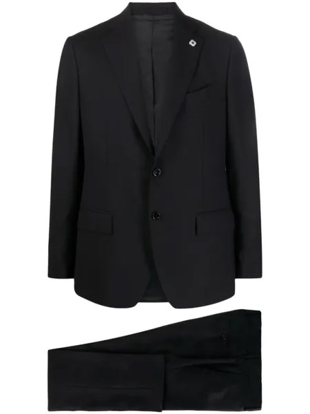 Lardini шерстяной костюм с заостренными лацканами, синий